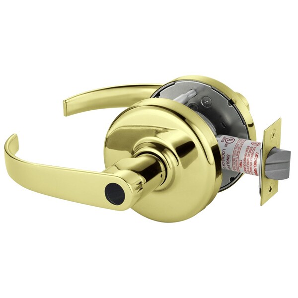 Grade 1 Entrance/Office Cylindrical Lock, Princeton Lever, Conventional Less Cylinder, Bright Brass